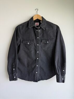 Levi’s Washed Black Western Snap Button Denim Shirt XS